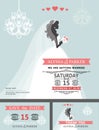 Wedding Bridal shower invitation.Cartoon bride,chandelier Royalty Free Stock Photo