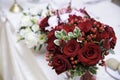 Wedding red roses on a table