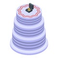 Wedding bride cake icon, isometric style