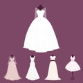 Wedding bride dress elegance style celebration bridal shower clothing accessories vector illustration. Royalty Free Stock Photo