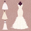 Wedding bride dress elegance style celebration bridal shower clothing accessories vector illustration. Royalty Free Stock Photo