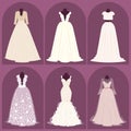 Wedding bride dress elegance style celebration bridal shower clothing accessories vector illustration. Royalty Free Stock Photo