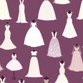 Wedding bride dress vector seamless pattern Royalty Free Stock Photo