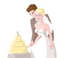 Wedding, the bride and groom cut the cake Royalty Free Stock Photo