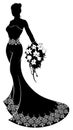 Wedding Bride Silhouette with Flowers