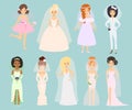 Wedding brides characters vector.