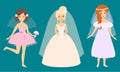 Wedding brides characters vector illustration celebration marriage fashion woman
