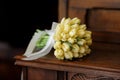Wedding bunch of yellow tulips