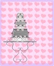 illustration with decorated Wedding cake and heart Royalty Free Stock Photo