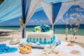 Wedding cake for beach wedding ceremony Royalty Free Stock Photo