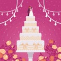 Wedding cake for ceremony, bride, groom figurines Royalty Free Stock Photo