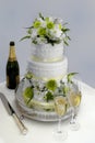 Wedding cake and champagne Royalty Free Stock Photo