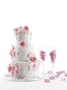 Wedding cake and champagne Royalty Free Stock Photo