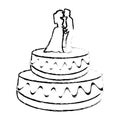 wedding cake couple dessert sketch Royalty Free Stock Photo