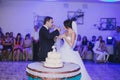 Wedding cake cutting Royalty Free Stock Photo