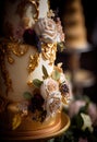 Wedding cake decorated with a beautiful decor of cream. Generative Ai Royalty Free Stock Photo