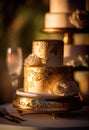 Wedding cake decorated with a beautiful decor of cream. Generative Ai Royalty Free Stock Photo
