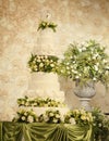 Wedding cake with flower decorations Royalty Free Stock Photo