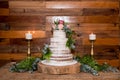 Wedding cake with flowers and candles Royalty Free Stock Photo