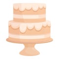 Wedding cake icon cartoon vector. Cream couple