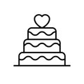 Wedding cake icon. wedding with love graphic for wedding concept illustration design. simple clean monoline symbol