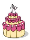 Three tier wedding cake isolated illustration on white background