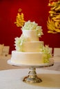 Wedding Cake with Orchids Royalty Free Stock Photo