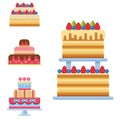 Wedding cake pie sweets dessert bakery flat simple style isolated vector illustration. Royalty Free Stock Photo