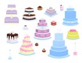 Wedding vector cake pie sweets dessert bakery flat simple style baked wedding-day food illustration. Royalty Free Stock Photo