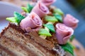 Wedding cake with pink roses