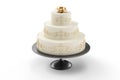 Wedding cake on plate isolated white background