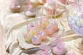 Wedding cake pops in pink and purple Royalty Free Stock Photo
