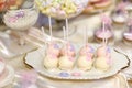 Wedding cake pops in pink and purple Royalty Free Stock Photo