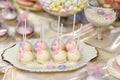 Wedding cake pops in pink and purple Royalty Free Stock Photo