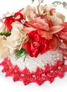 Wedding cake with red flowers. Royalty Free Stock Photo