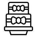 Wedding cake with ribbon icon outline vector. Decorated bridal cake