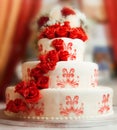 Wedding cake with roses Royalty Free Stock Photo