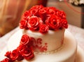 Wedding cake with roses Royalty Free Stock Photo