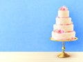 Wedding Cake With Roses Realistic Image Royalty Free Stock Photo