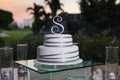 Wedding cake at sunset Royalty Free Stock Photo