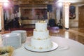 Wedding cake with three tiers, decorated with round elements Royalty Free Stock Photo