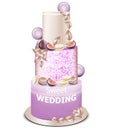 Wedding cake Vector. Delicious dessert with fruits sweet designs