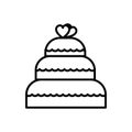 Wedding cake vector line icon, sign, illustration on background, editable strokes Royalty Free Stock Photo