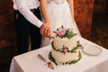 Wedding cake at the wedding on the table