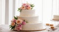 wedding cake on white background, sweet cake on white, delicious wedding cake Royalty Free Stock Photo