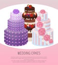 Wedding Cakes Poster Text Vector Illustration Royalty Free Stock Photo