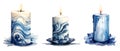 Wedding candle, watercolor clipart illustration with isolated background