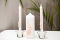 Wedding candlestick with flower decoration before