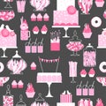 Wedding candy bar with cake. Vector pattern