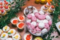 Wedding candy bar, marsh-mallows in aquarium Royalty Free Stock Photo